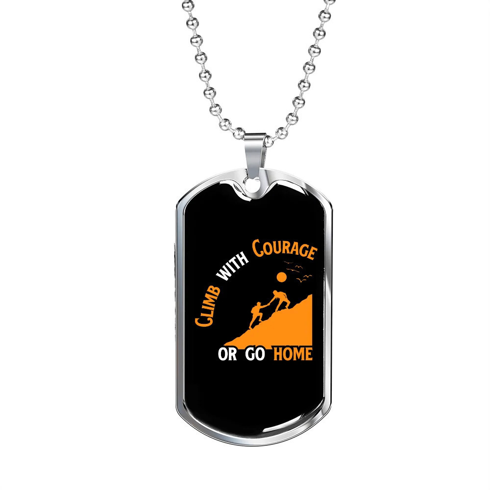 Camper Necklace Camp With Courage Personalized Engraved Silver Dog Tag Necklace